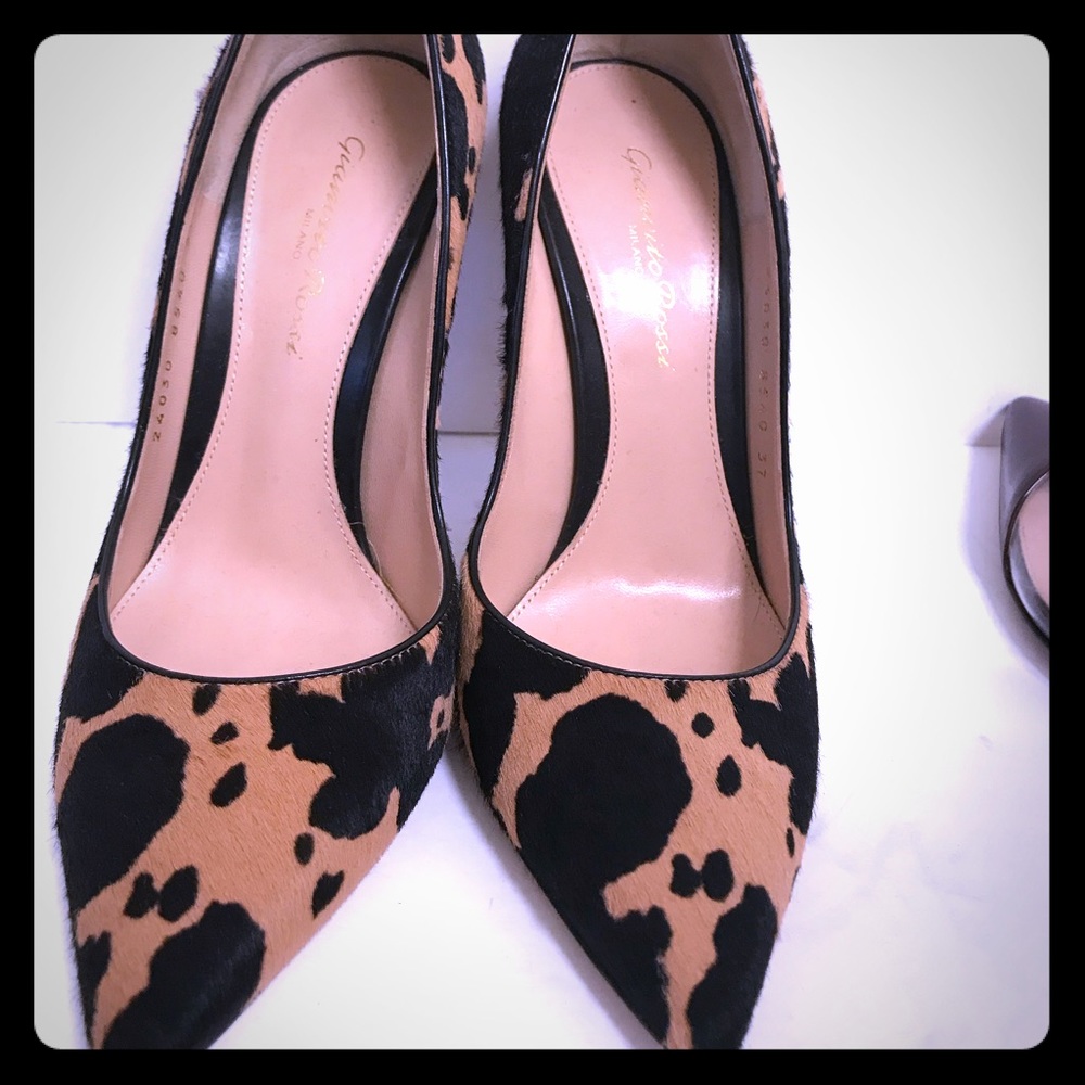 Black and brown animal print heels